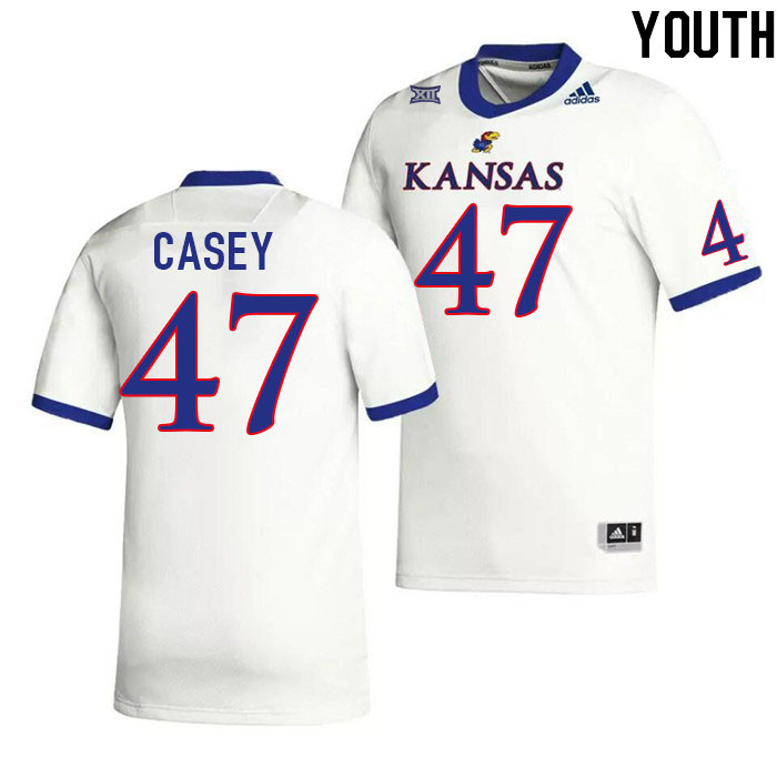 Youth #47 Jared Casey Kansas Jayhawks College Football Jerseys Stitched Sale-White